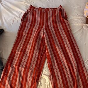 Arizona Jean Company Red Striped Wide-Leg Pants